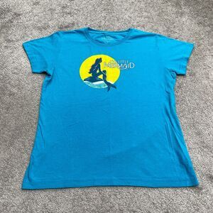Disney The Little Mermaid Graphic T-Shirt Womens Large Blue Crew Neck Casual Tee